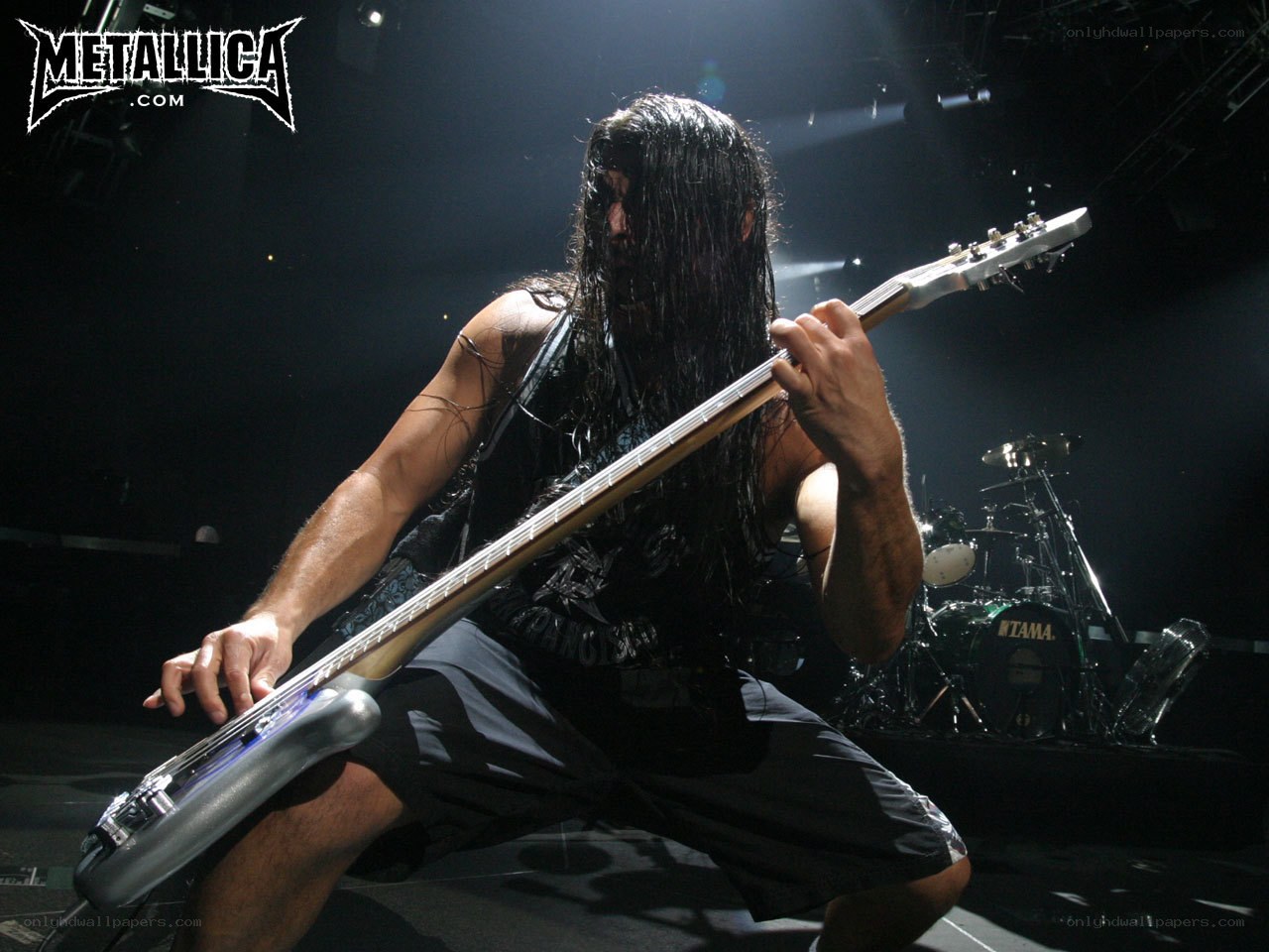 Metallica bassist performing