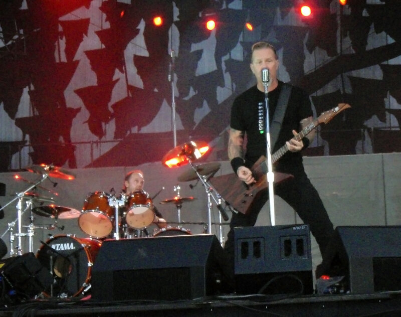 Metallica performing live on stage