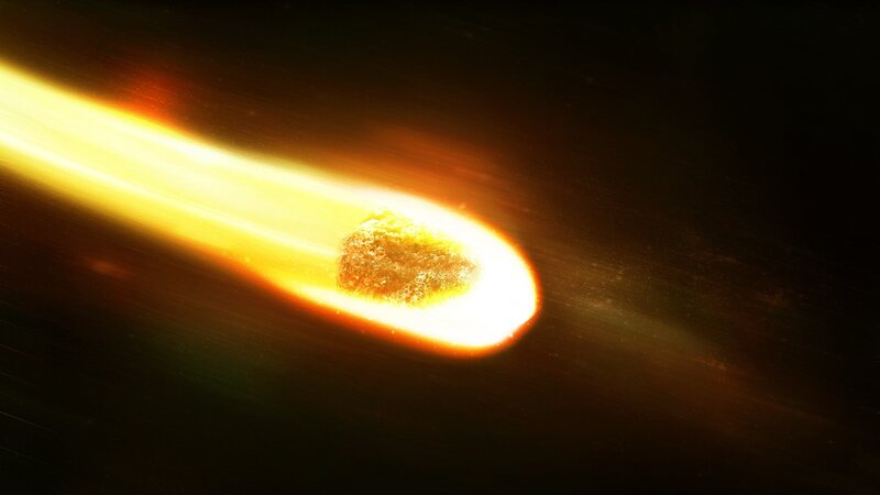 Meteor Burning in Atmosphere — Yellow, Dramatic