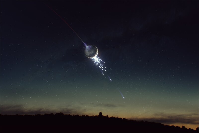 Meteor Entering Atmosphere — Black