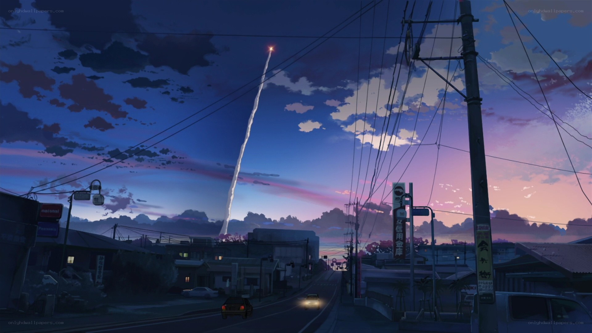 Meteor over a quiet town