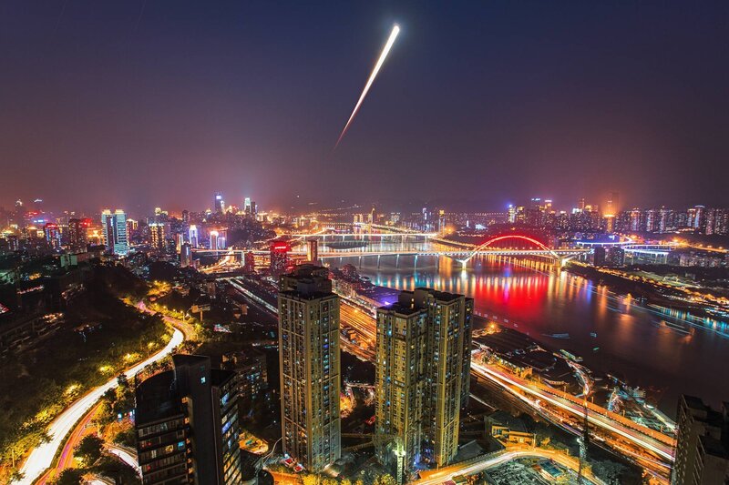 Meteor over City — Black