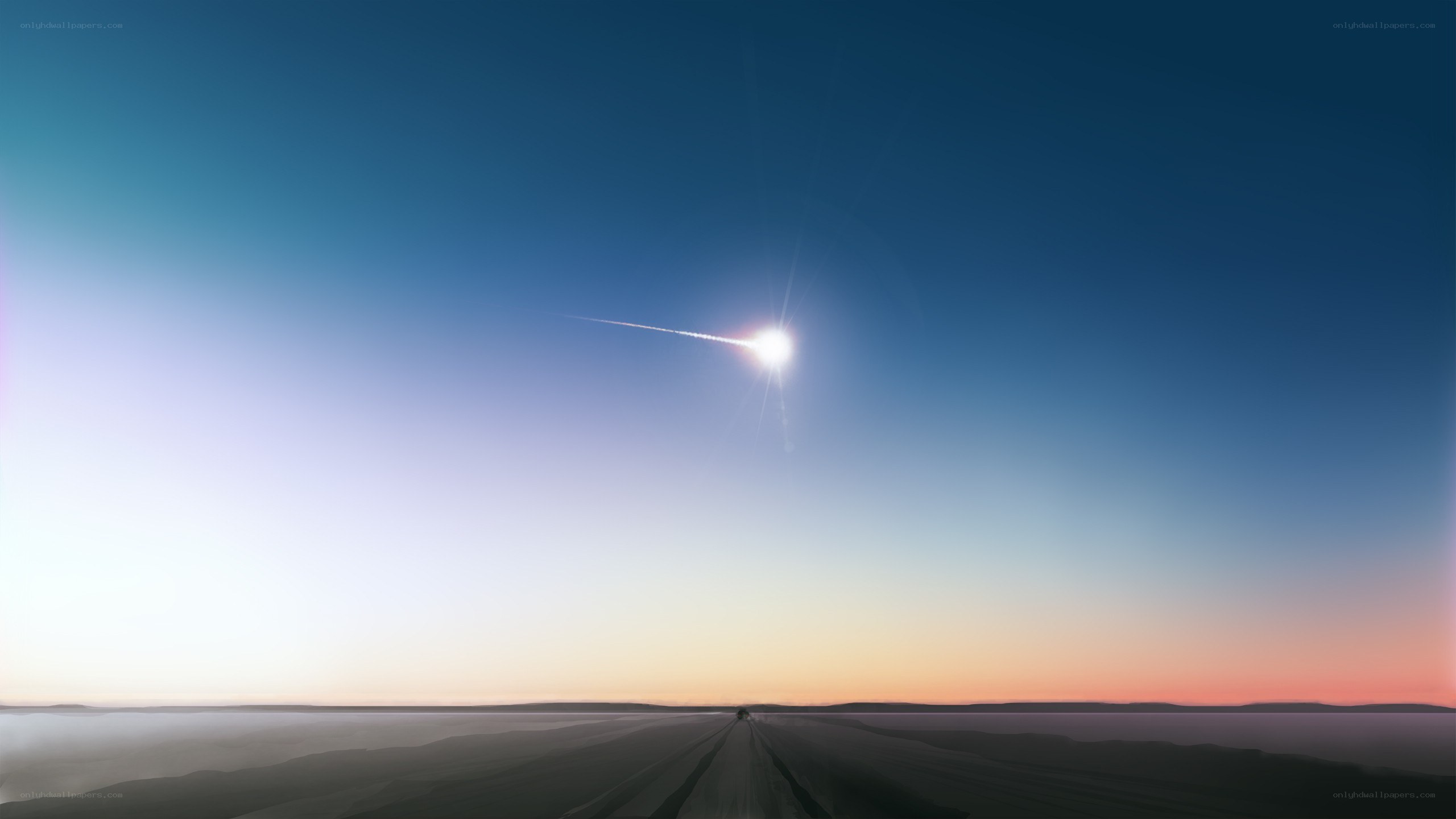 Meteor over desert road