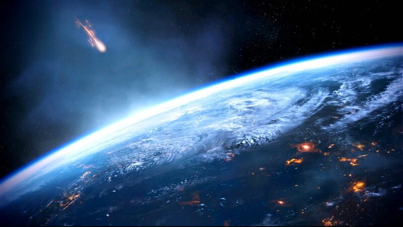 Meteor over Earth — Blue, Dramatic