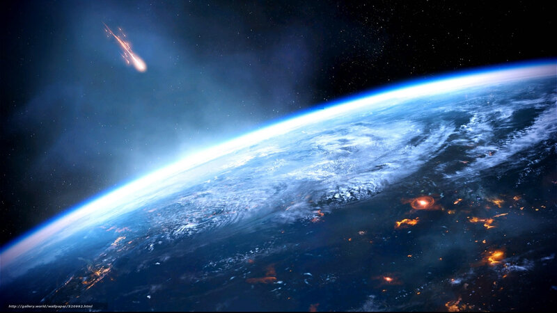 Meteor over Earth from space