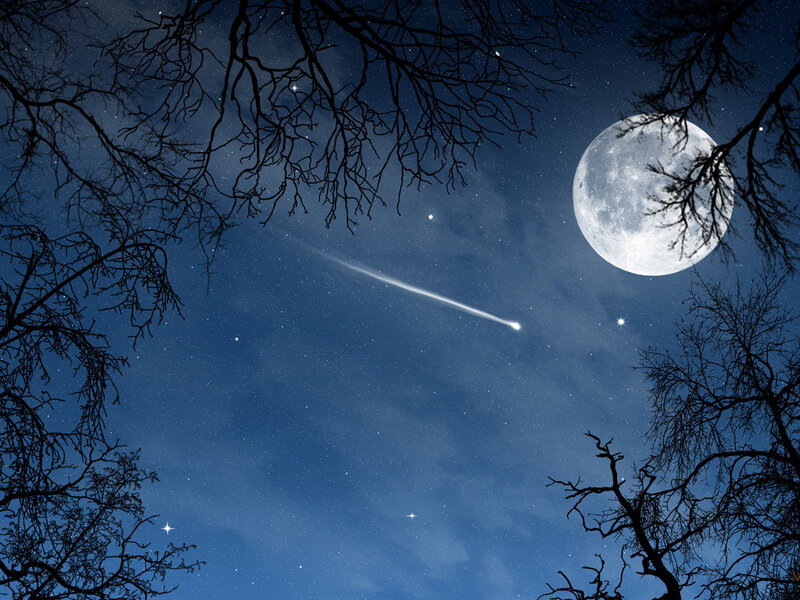 Meteor over Full Moon — Blue