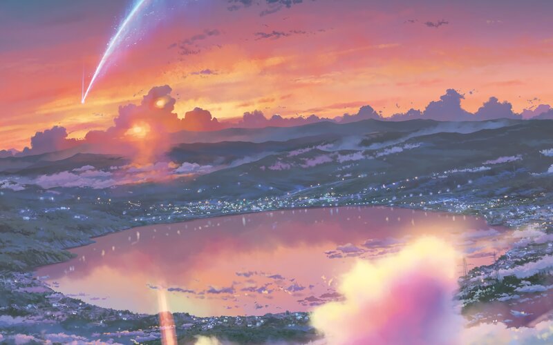 Meteor over Lake — Orange