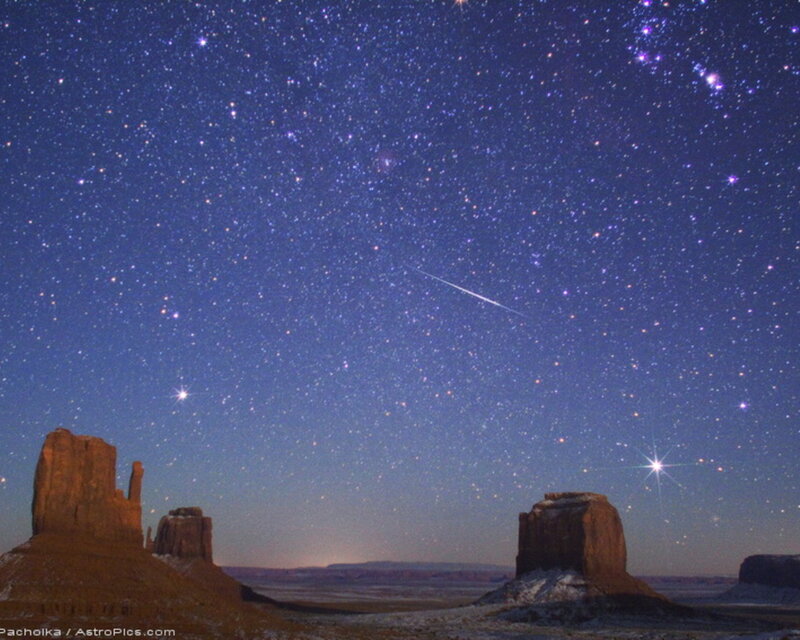 Meteor over Rock Formations