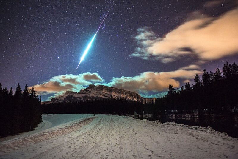 Meteor over Snowy Mountain