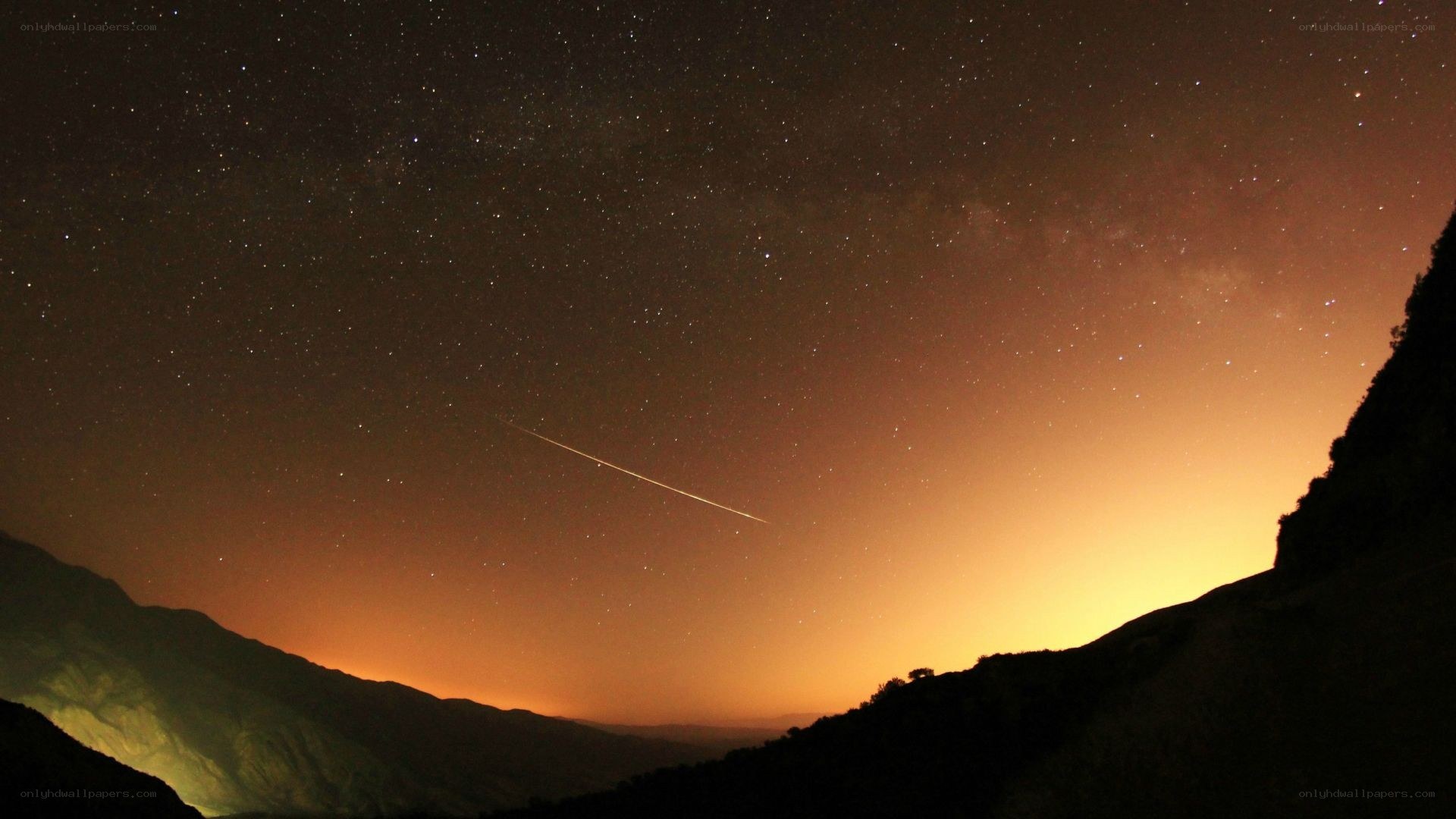 Meteor over starry night
