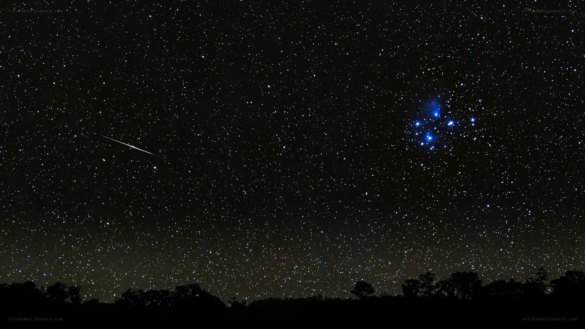 Meteor over starry sky