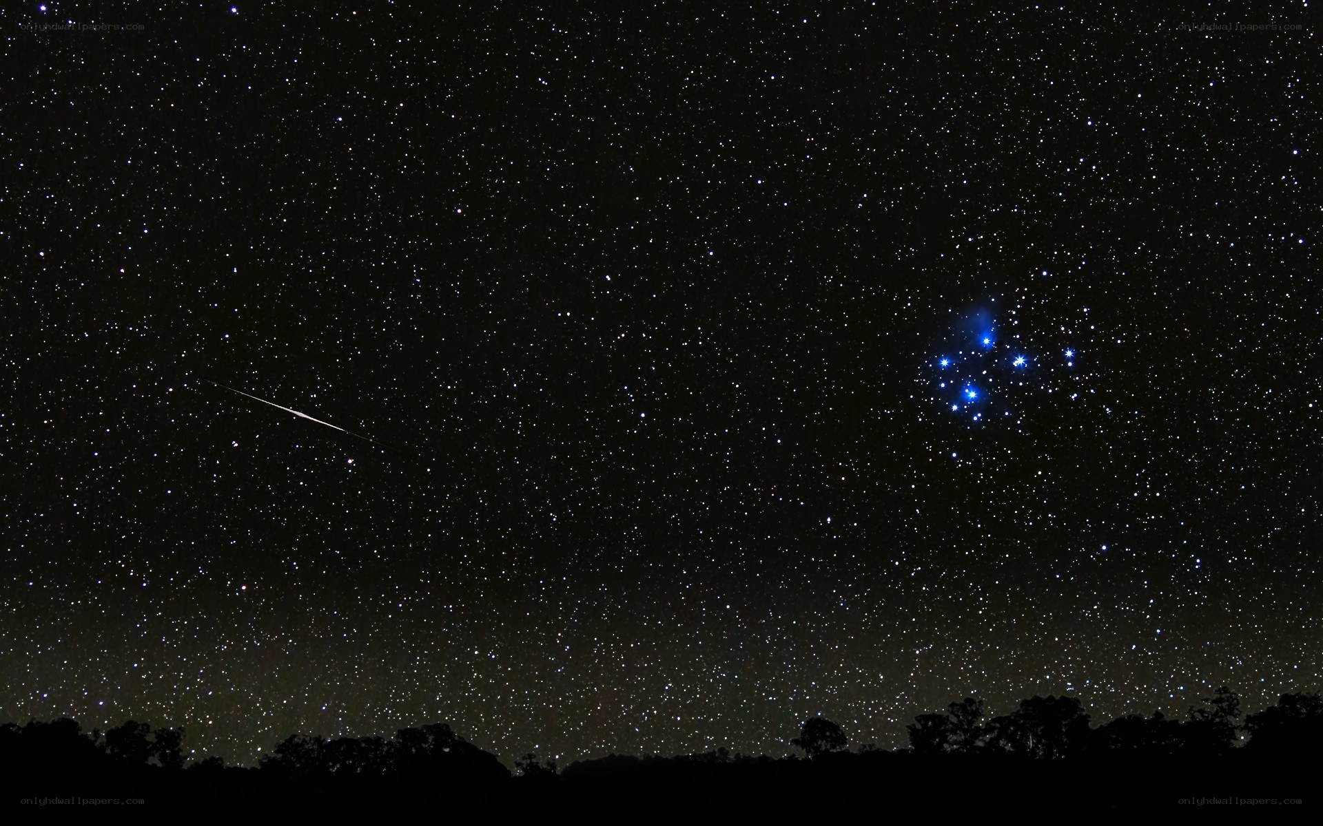 Meteor over starry sky
