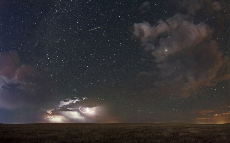 Meteor over stormy night