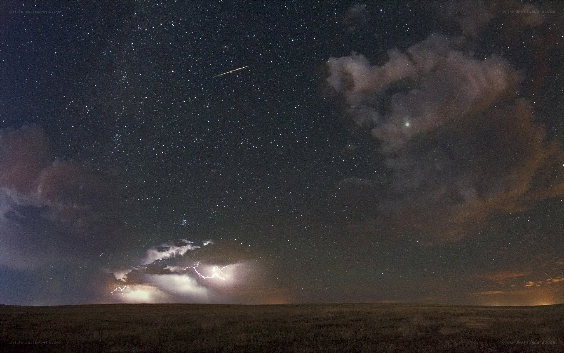 Meteor over stormy night