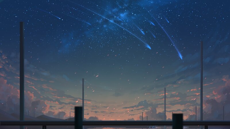Meteor Shower at Dusk