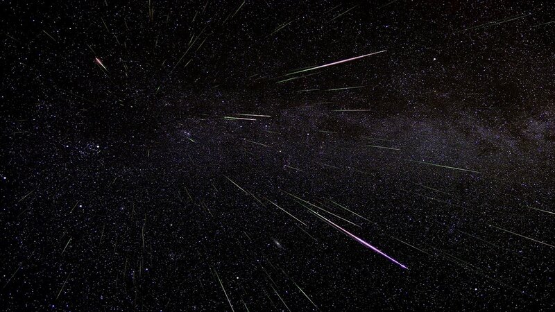Meteor Shower in Night Sky — Black, Dramatic