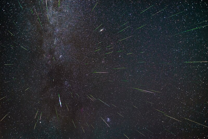 Meteor Shower in Night Sky — Black, Serene