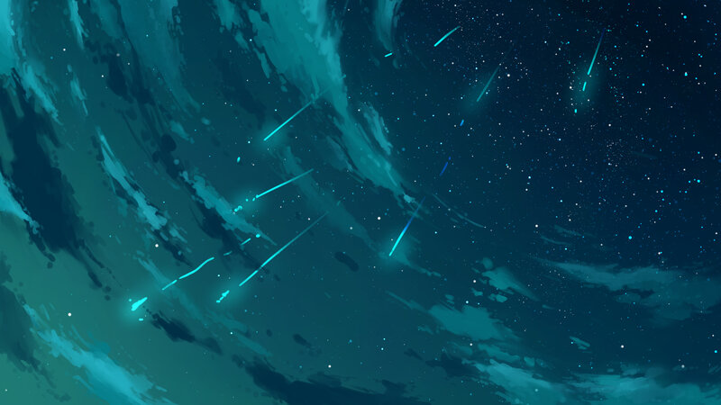 Meteor Shower in Night Sky — Blue, Serene