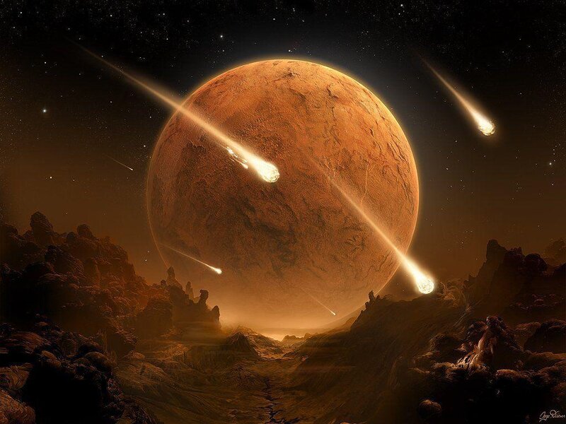 Meteor Shower on Alien Planet