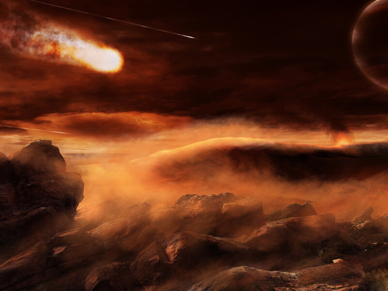 Meteor Shower on Alien Planet — Orange