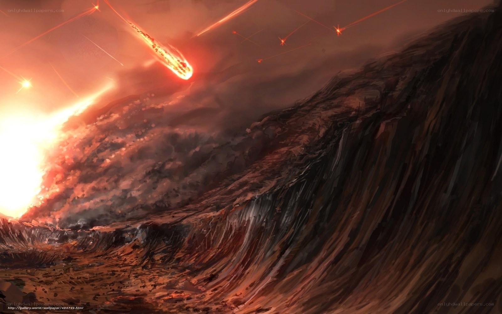 Meteor Shower Over Alien Planet