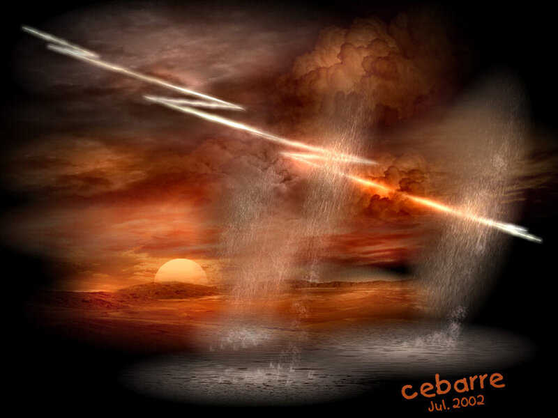 Meteor Shower over Desert — Orange