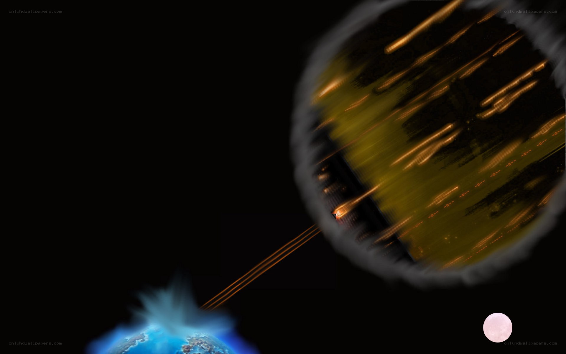 Meteor shower over Earth