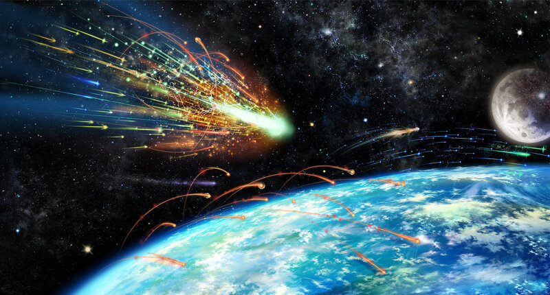 Meteor Shower over Earth — Blue