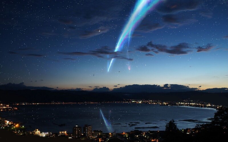 Meteor Shower over Lake — Blue