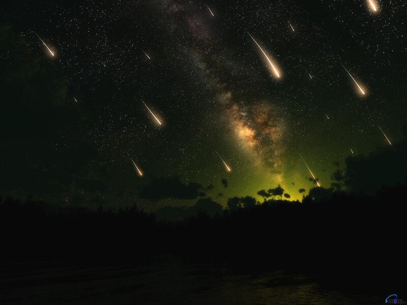 Meteor Shower over Lake