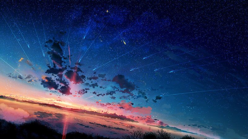 Meteor Shower over Landscape