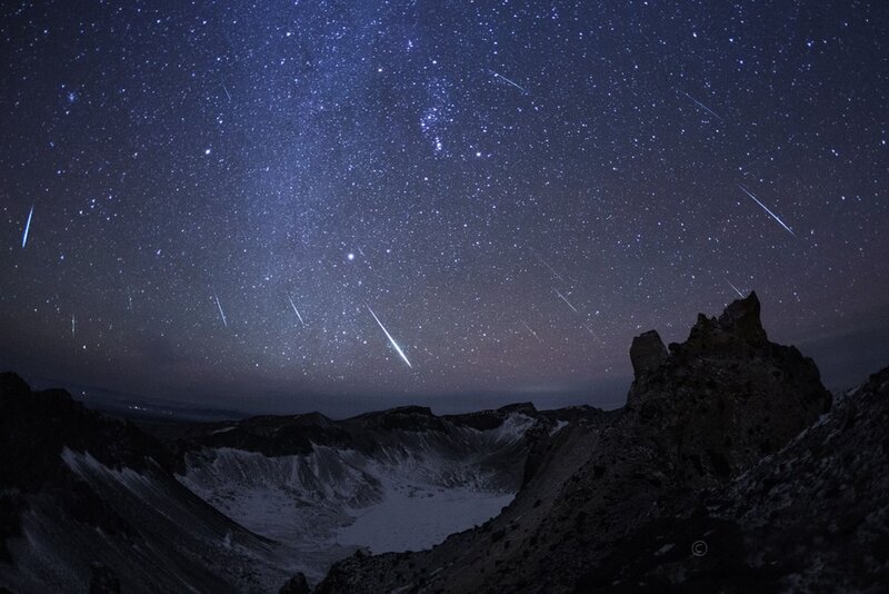 Meteor Shower over Mountain