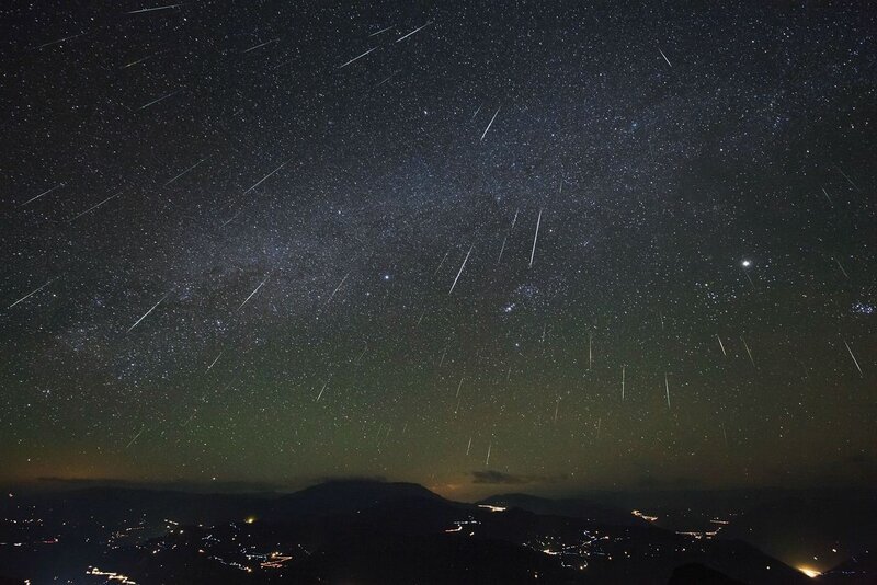 Meteor Shower over Mountains — Black