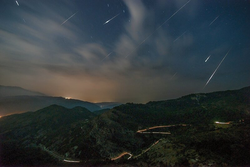 Meteor Shower over Mountains