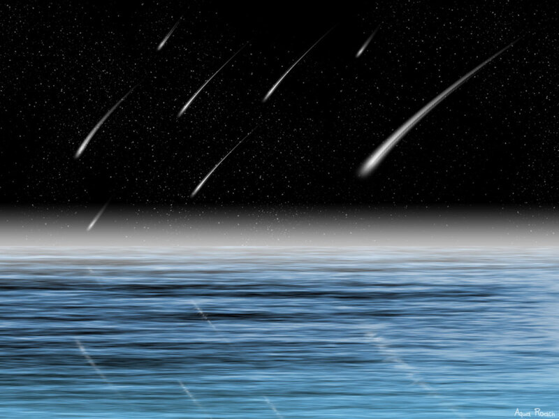 Meteor Shower over Ocean — Black