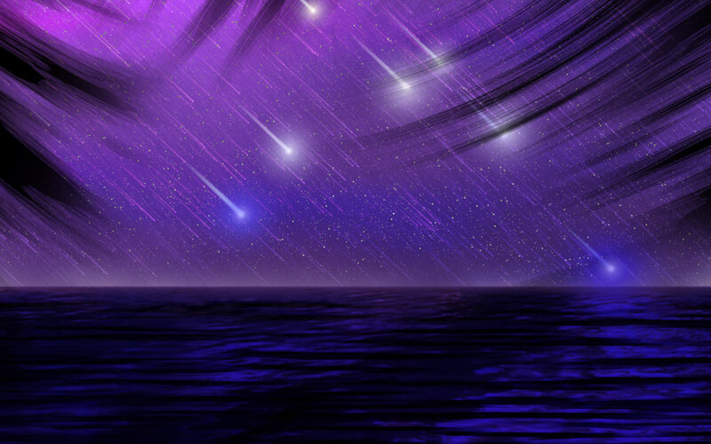 Meteor Shower over Ocean — Purple