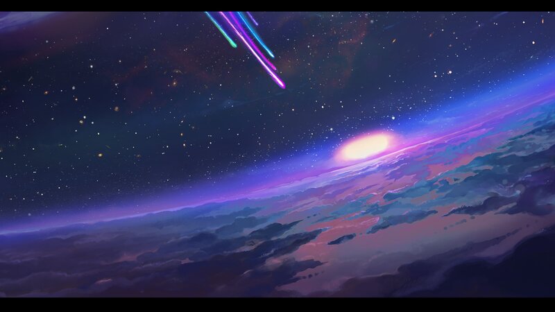 Meteor Shower over Planet — Purple