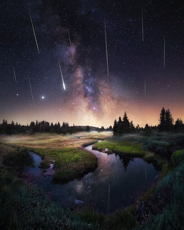 Meteor Shower over River