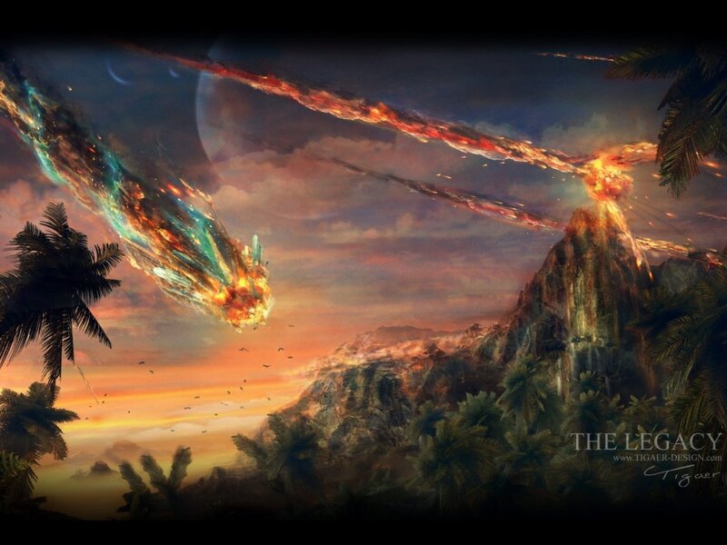 Meteor Shower Over Volcano