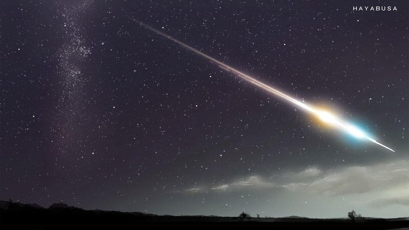 Meteor Streaking Across Sky — Black, Dramatic