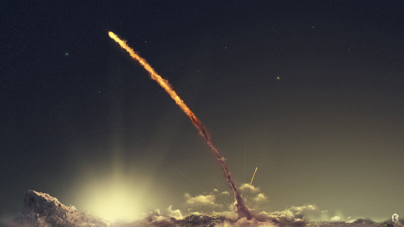 Meteor Streaking Across Sky — Black