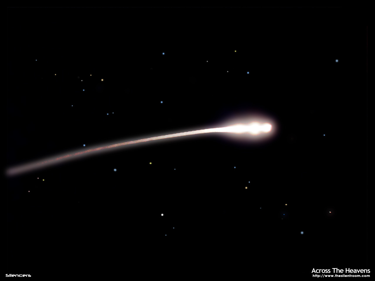 Meteor streaking across the sky