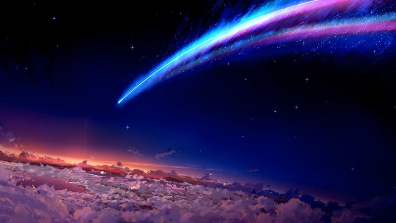Meteor Streaking over Clouds — Blue