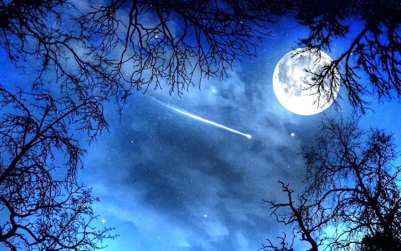 Meteor Streaking Past Moon