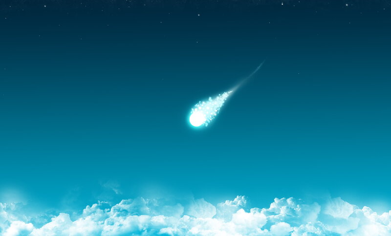 Meteor Streaking Through Sky — Blue, Serene, Night
