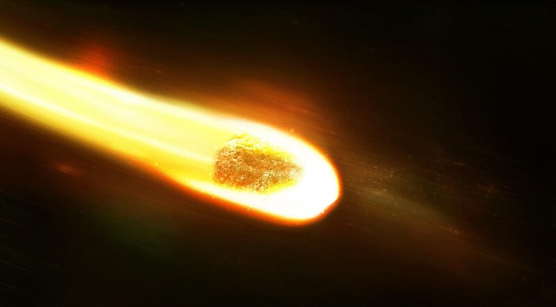 Meteor streaking through space