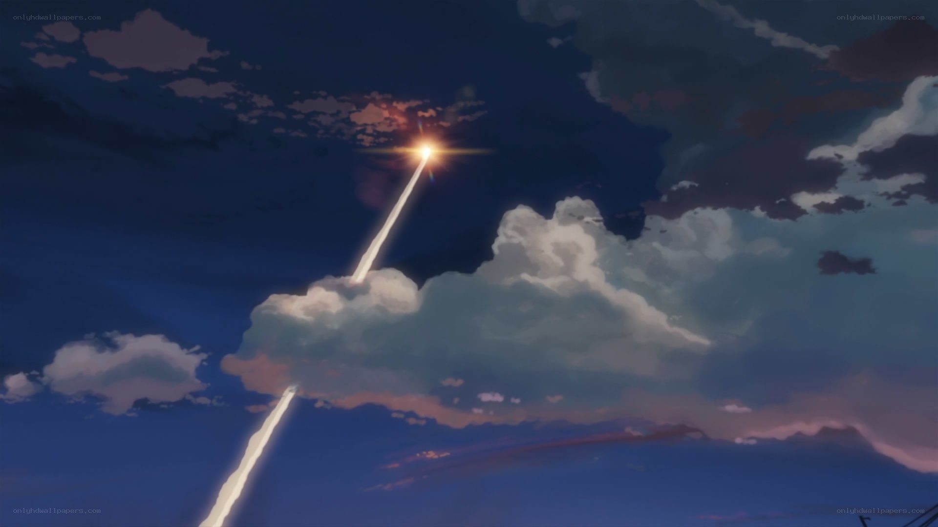 meteor streaks in twilight sky