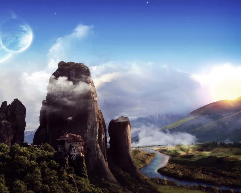 Meteora monastery landscape