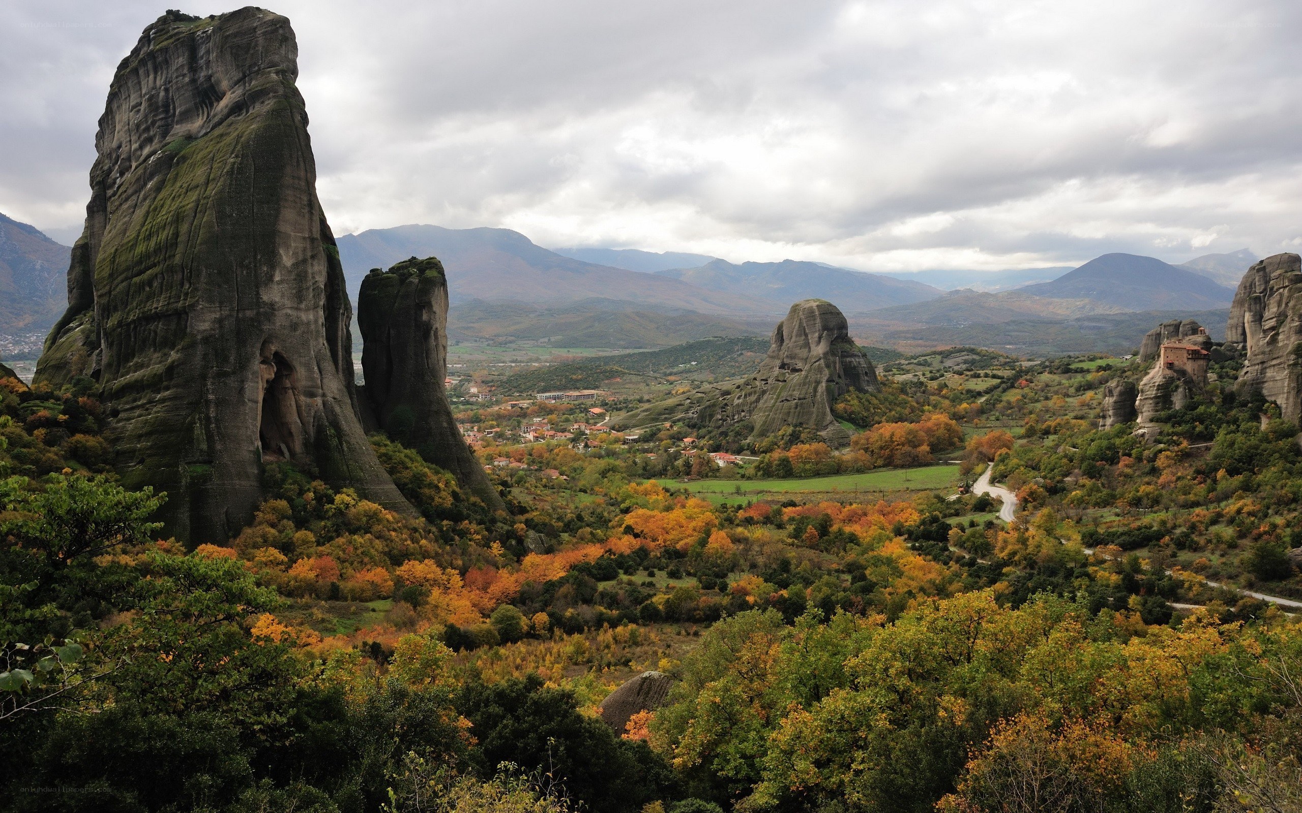 Meteora rock formations in autumn