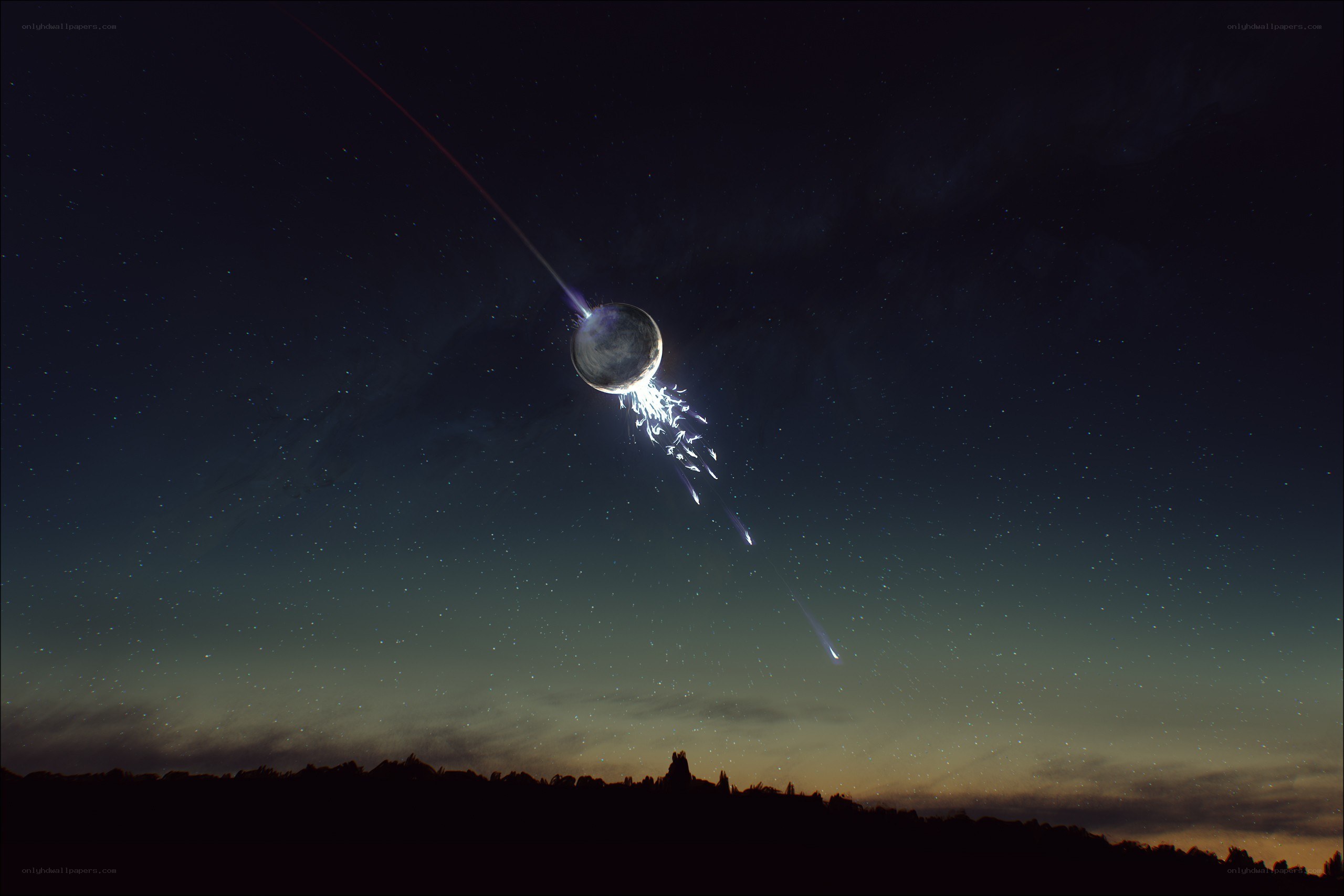 Meteorite entering atmosphere